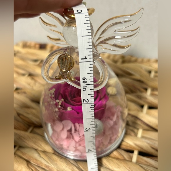 ANLUNOB Preserved Rose Glass Angel Figurine - Picture 6 of 6
